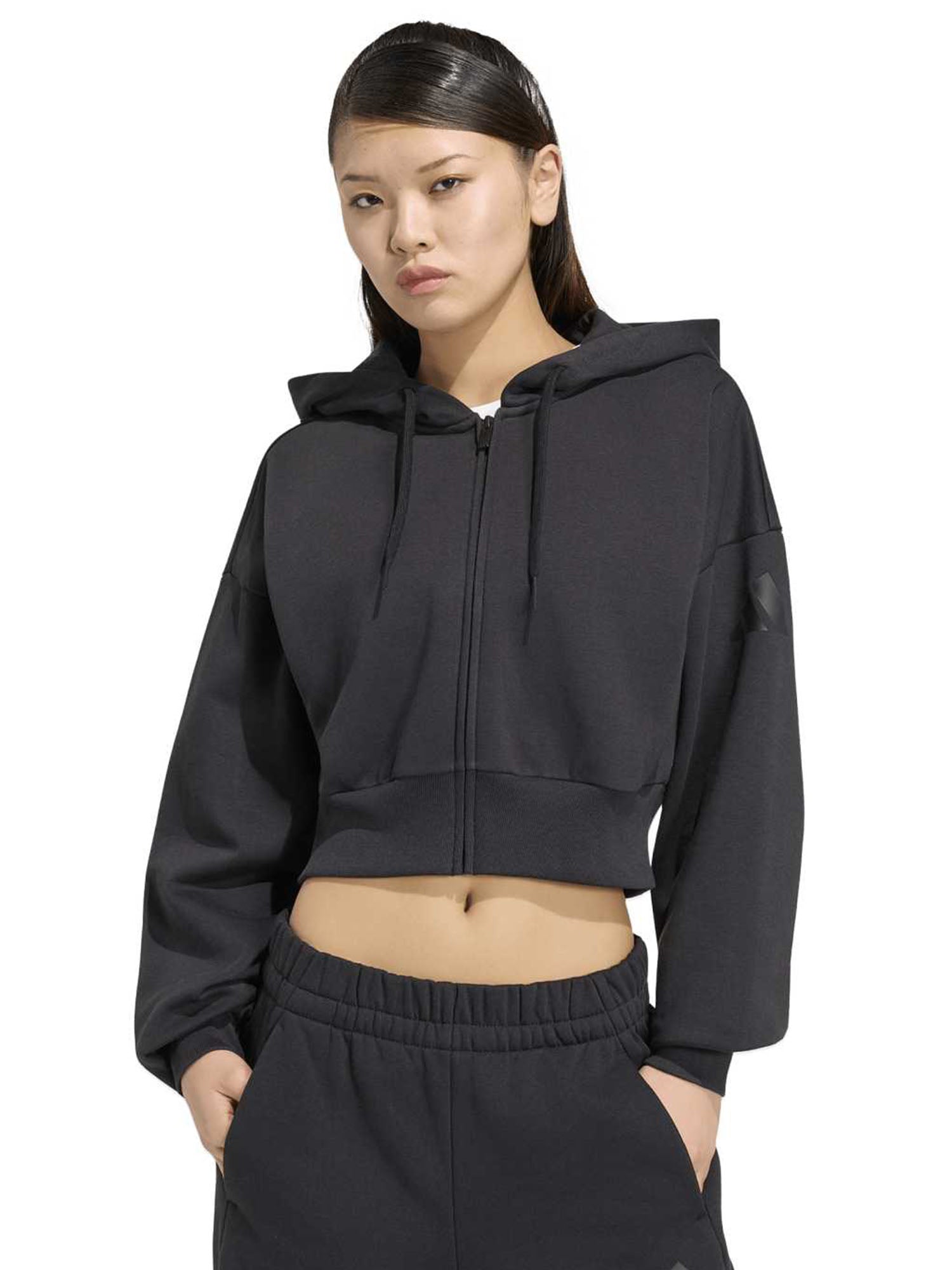 Felpa donna Adidas Essentials Contemporary Fleece nera in pile